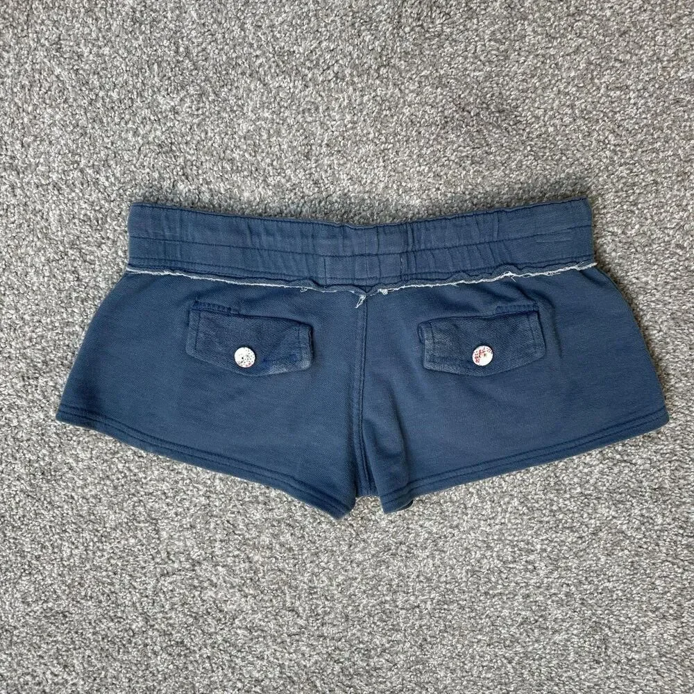 Billabong Micro Sweat Shorts Womens Small Blue French Terry Beach Y2K Surf Mini